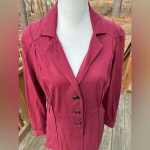 NIC+ZOE cotton blend spring jacket MAROON Size S button front